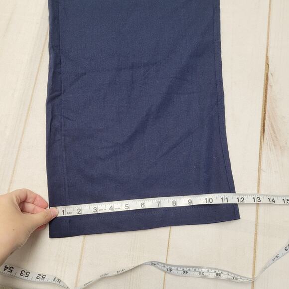 Willit high rise linen blend navy blue pants wide straight leg drawstring NWT - Picture 3 of 7